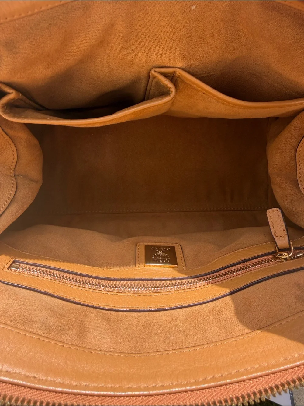 MCM Logo Mini Boston 2Way Shoulder Bag Studs Cognac Brown Auth